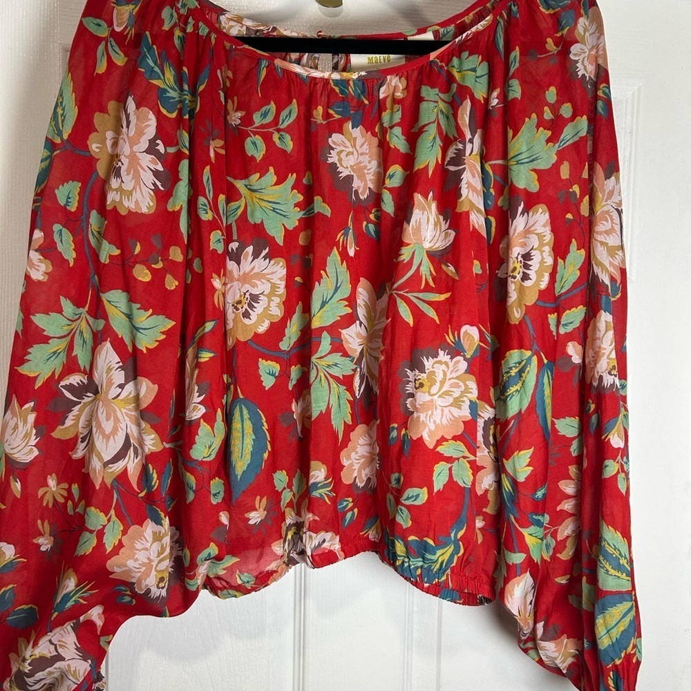 MAEVE BY Anthropologie Red Floral Blouse - Picture 2 of 7